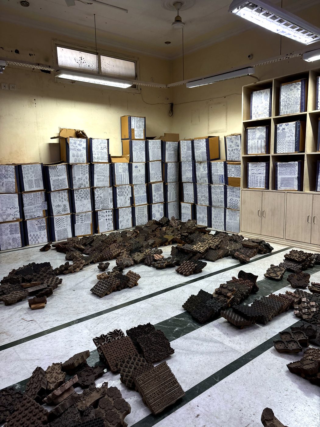 A room full of carved wooden blocks and pattern archives