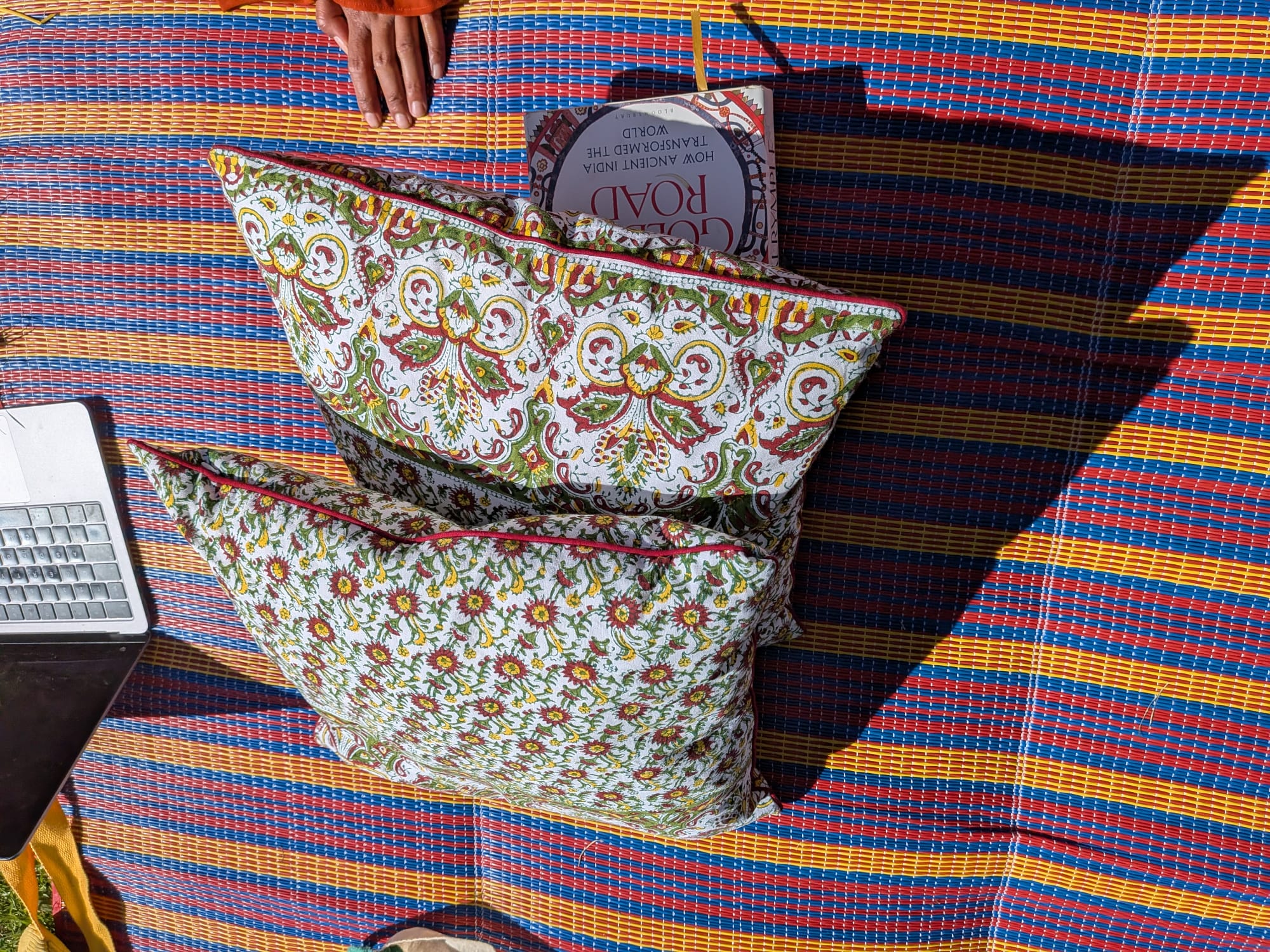Marigold Garden hand block printed cushion covers