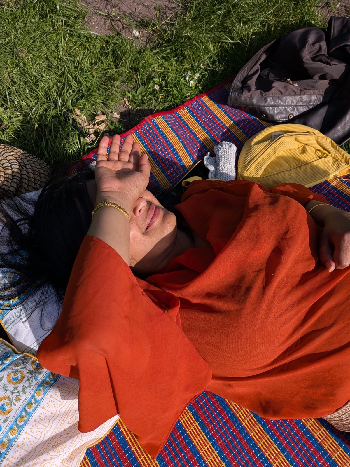 Relaxing outdoors on a picnic with Ghar cotton textiles